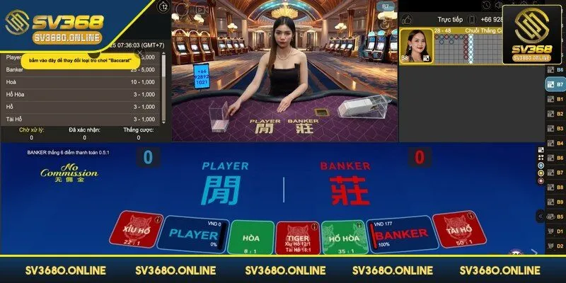 Các bàn chơi livestream với sự xuất hiện của dealer 
