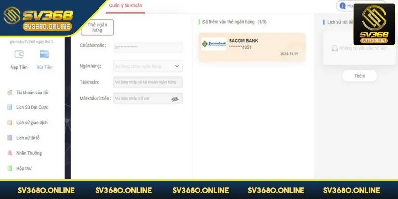 Rút tiền SV368 - Hướng dẫn quy trình nhanh và lưu ý 1 Rút tiền SV368 chỉ với thao tác đơn giản