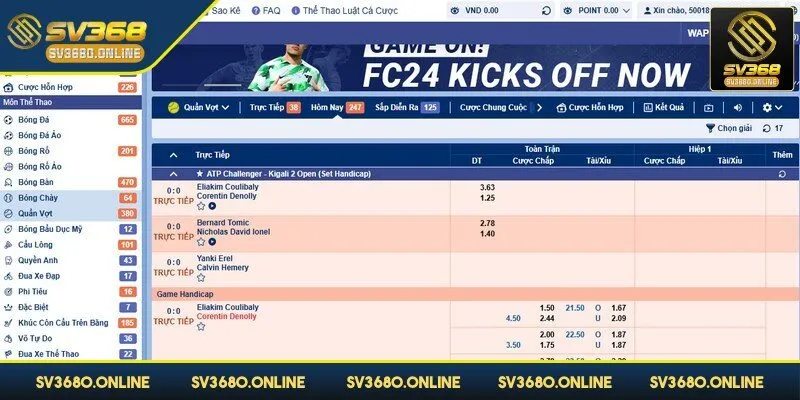 Sảnh SBO tại SV368 - Cơ hội trải nghiệm các siêu phẩm thú vị 3 Tennis siêu phẩm cuốn hút tại SBO